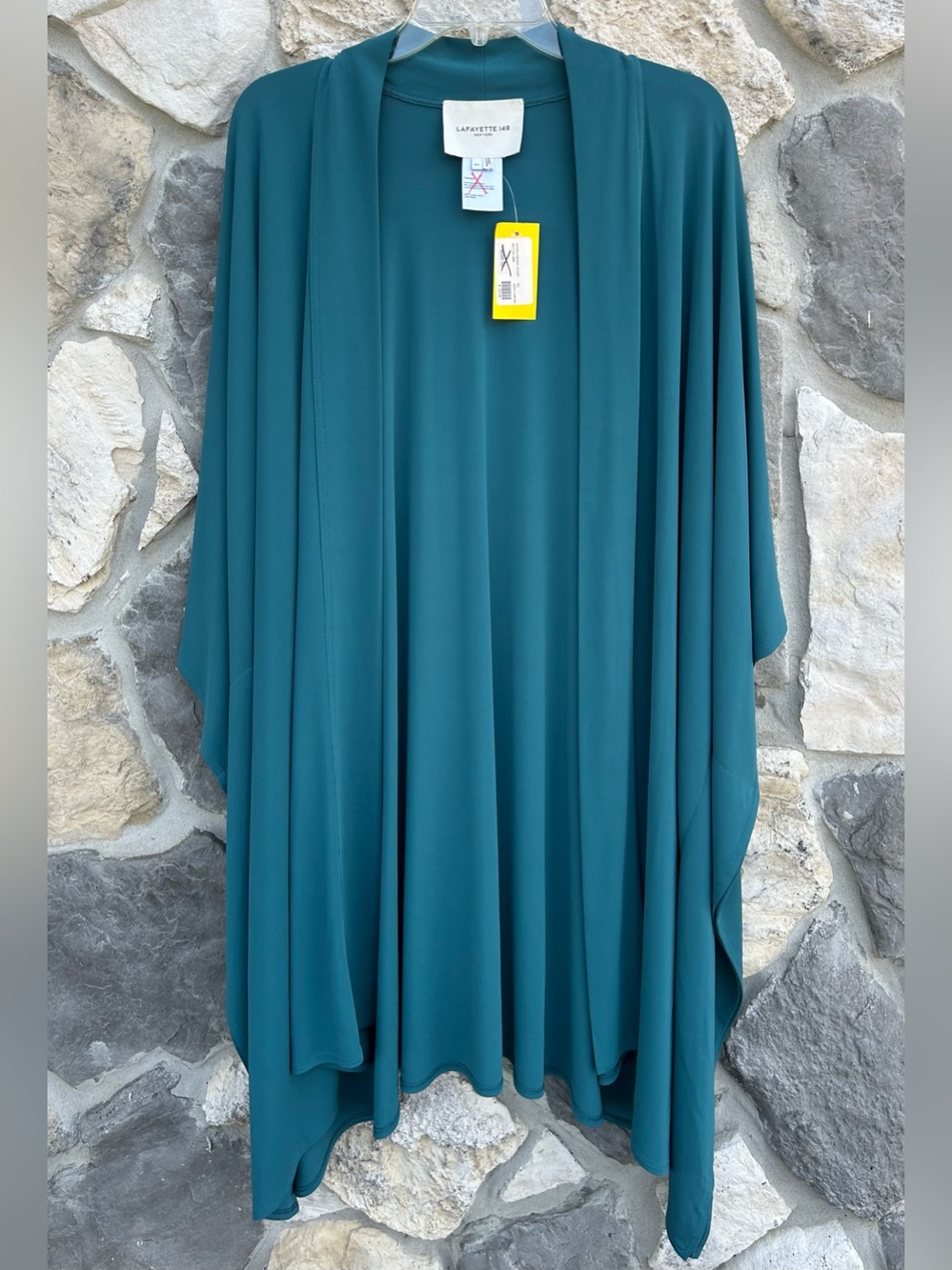 NEW Lafayette 148 Kimono Jacket M/L Teal Heavy Viscose Knit Quiet Luxury $698
